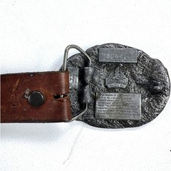 Wyoming Centennial 1990 Pewter Siskiyou Belt Buckle & Cowhide Leather Belt