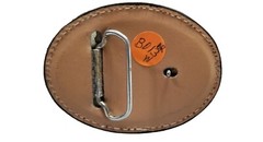 EAGLE Belt BUCKLE w/ WHITE BUCKSTITCHING Lg HANDMADE Brown LEATHER Western/Biker