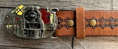 C&J Pewter Belt Buckle CJ 1050 Steam Train Locomotive Railroad 1986 USA VTG