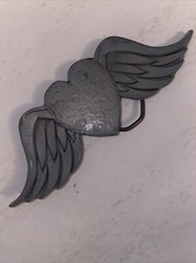VALENTINES WINGED HEART Belt Buckle Love Wings Rock GREAT AMERICAN Pewter Biker