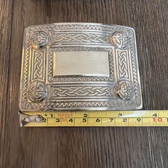 Celtic Knot Belt Buckle Silver Tone Rectangular AAR Products Gift Pack Medieval