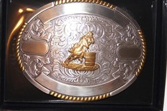 Crumrine Trophy Buckle Oval Barrell Racer 4 Ribbons Belt Buckle 38594