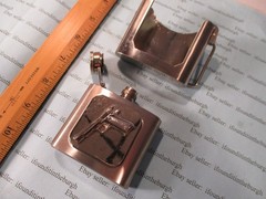Vintage ~ Belt Buckle Flask with Gun/Pistol Design ~