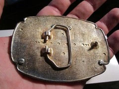 DOUBLE SILVER DOLLAR COINS BELT BUCKLE 1974 – HEAVY – BBA-45