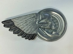 Eagle Skull Motorcycle Wheel Chopper Biker&rsquo;s Rider&rsquo;s Figural Cutout Belt Buckle