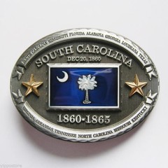 South Carolina SC State Flag Western Metal Belt Buckle