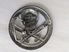 Silver Star Skull and Swords Belt Buckle Made in USA