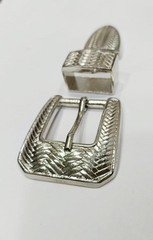Western 3 piece buckle set Silver color 1 in 25mm cowgirl brass buckle
