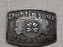 vintage DUBLIN YOUR PLEASURE irish twins IRELAND western BRASS cowboy ae