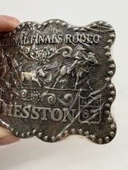 NFR Hesston 1987 Metal Belt Buckle New Sealed Award Design Medals