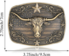 Cowboy Belt Buckle for Men Western Cowgirl Rodeo Longhorn Bull Belt Buckles