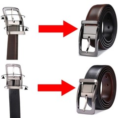 Belts for Men 57-58, Rectangle Rotated Buckle With Burnt Umber/Black Belt
