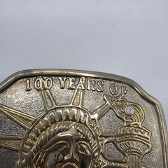 Vintage 100 Years of Liberty 1986 Gold Tone Metal Belt Buckle. Great Condition