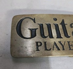 VTG Guitar Player Solid Brass Belt Buckle Retro Rock Band 4108 Taiwan Rectangle