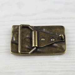Grid Belt Buckle Rectangular Old Brass Vintage Braided Pattern Masculine