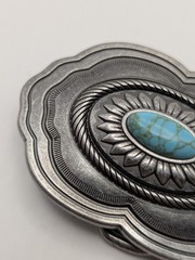 Catchfly Studio Western Belt Buckle Faux Turquoise Silver Tone Cowgirl Boho