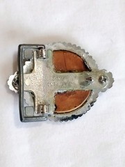 Vintage Western Belt Buckle Silver Tone & Myrtlewood Medallion
