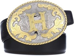 Initial Letters ABCDJS to Z Cowboy Rodeo Unisex Fashion Medium Gold Belt Buckles