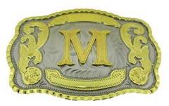 Initial M Belt Buckle Multiple Style Real Rodeo Western Letter Cowboy Men Women