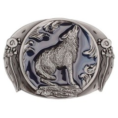 Howling Wolf Belt Buckle Western Cowboy Native American (WLF-01)