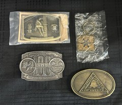 Solid Brass BTS Telephone Repair Lineman Belt Buckle, & 2 Others