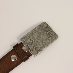 Handmade Metal Belt Buckle Rustic Texture Rectangular Unique Silverfa