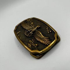 BTS Vintage Solid Brass Eagle Belt Buckle Made in USA Western Americana Relief