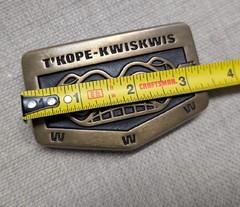 vintage USA made 1970s belt bucke T&rsquo;KOPE KWISKWIS boy scouts SOLID BRONZE
