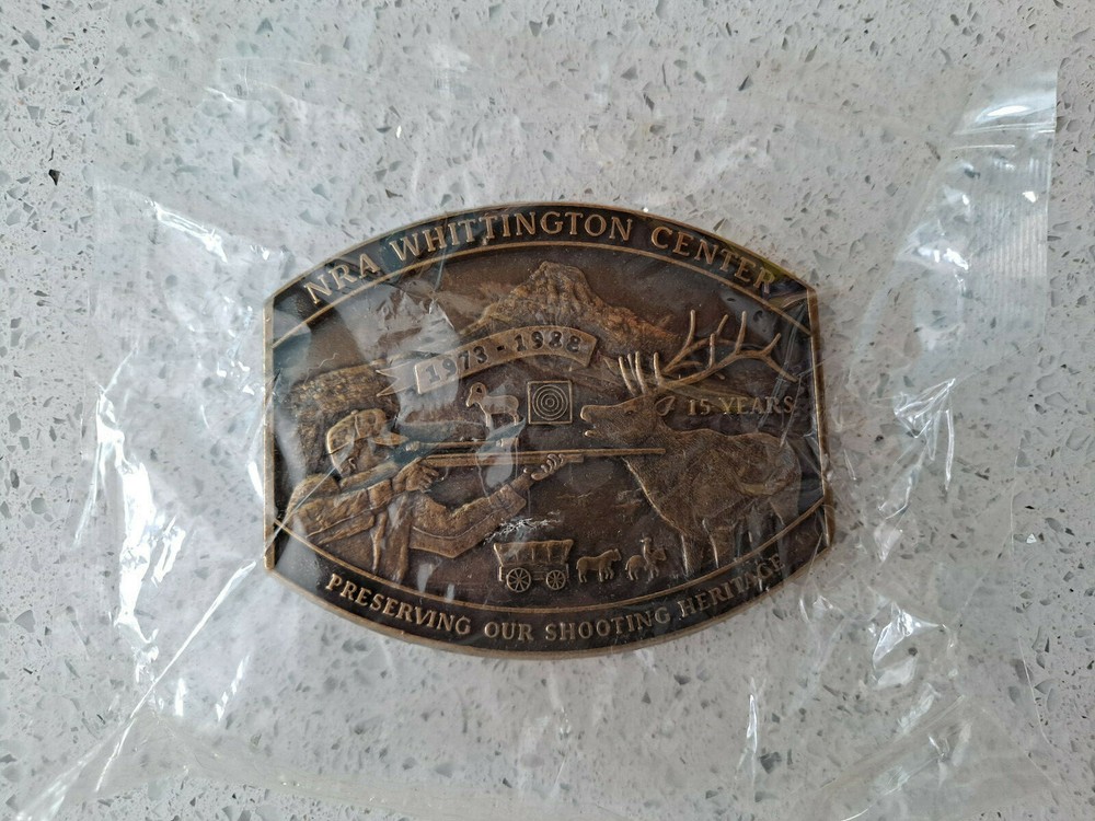 MEN&rsquo;S BELT BUCKLE NRA 1988 WHITTINGTON CENTER SHOOTING HERITAGE NEW