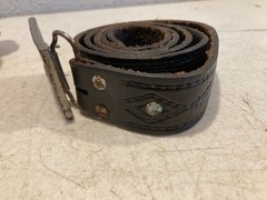 Vintage Corvette Leather Belt w/ Metal Car Belt Buckle Black Chevy Chevrolet