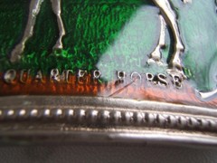 VINTAGE QUARTER HORSE ENAMEL BELT BUCKLE #2051