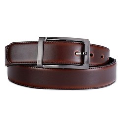 Belts for Men 57-58, Rectangle Rotated Buckle With Burnt Umber/Black Belt