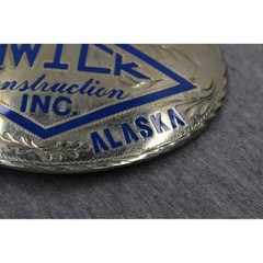 Unbranded Belt Buckle Men OS Silver Wick Construction Kenai Alaska Vintage 69-89