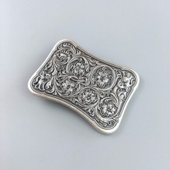 Vintage Silver Plated Western Southwest Rectangle Belt Buckle Boucle de Ceinture