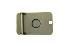 Western Flower Pattern with Green Stone Rectangle Solid Brass Metal Belt Buckle