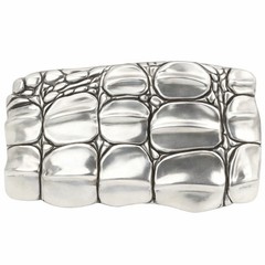 Silver Alligator Scale Belt Buckle, Western Style, 1.5 Inch