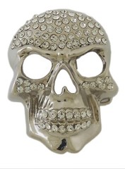 Silver Metal Skull Belt Buckle Halloween Party Costume Gift Fashion Rhinestones