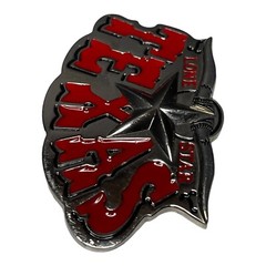 Lone Star State Texas Bull Horns Longhorn Red Letter Belt Buckle Western Country