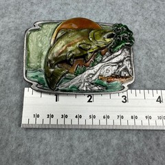 Vtg 1984 Siskiyou Buckle Co Salmon Fish Enameled Belt Buckle S-30 6.9 oz