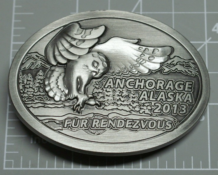 2013 Fur Rendezvous Belt Buckle Pewter Owl Brand New A246