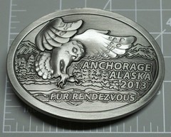 2013 Fur Rendezvous Belt Buckle Pewter Owl Brand New A246