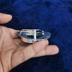 Blue Faceted Glass Gemstone Belt Buckle Handmade Vintage Style Silver Tone