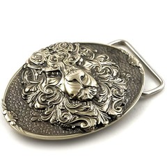 King Lion German silver belt buckle, Animal head, handmade lion belt buckle