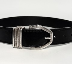 Brighton Black Leather Belt Silver Accents Small 48003