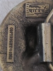 Elk inlay belt buckle, The Great American Buckle Co Copyright 1981 #510