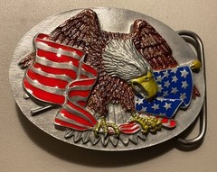 Patriotic Belt Buckle Metal/enamel Bald Eagle American Flag