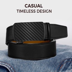 Zitahli Belt Men, Ratchet Dress with 30&Prime; to 36&Prime; Waist Adjustable, Black