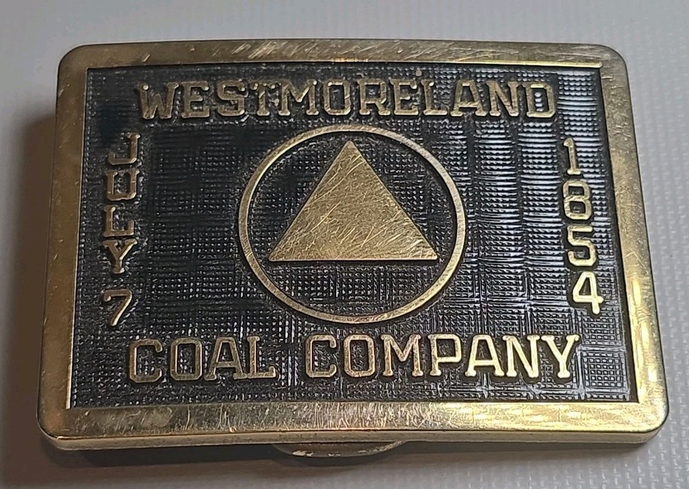 Vintage July 7 1854 Weastmoreland Coal Mining Miners Metal Belt Buckle Colorado