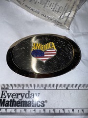 Vintage America Heart Flag Gold Belt Buckle Rare Fast Free Shipping
