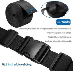 2&Prime; Heavy-Duty Buckle & Straps Set: 6-Pack Side Release Plastic Buckles+11 Yards